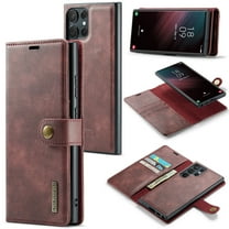 for Samsung Galaxy S24 Ultra Case, PU Leather Detachable Vintage Wallet Flip Magnetic Clousure Drop Protective Slim Phone Case Cover for Samsung Galaxy S24 Ultra with Card Holder - Red