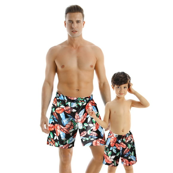 Father and Son Swimwear Family Matching Swimsuit Women Girl Bikini Set Bathing Suits Halter Ruffle Summer Beach