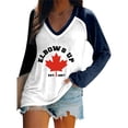 thumbnail image 1 of MHFRRA Camiseta de Manga Larga con Cuello En V y Estampado de La Bandera de Canadá para Mujer Marina de Guerra, 1 of 4