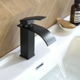 thumbnail image 6 of BESy Black Waterfall Spout Bathroom Faucet, Single Handle Bathroom Sink Faucet, Rv Lavatory Vessel Faucet with Deck Plate, 6 of 7