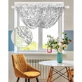 thumbnail image 3 of Waterfall Valances for Windows, Grey Flower Kitchen Sheer Valance Curtains, Vintage Farmhouse Boho Leaf Spring Plant Rod Pocket Elegant Swag Valances for Living Room Bedroom, 47.2"x38.5", 3 Panel, 3 of 8