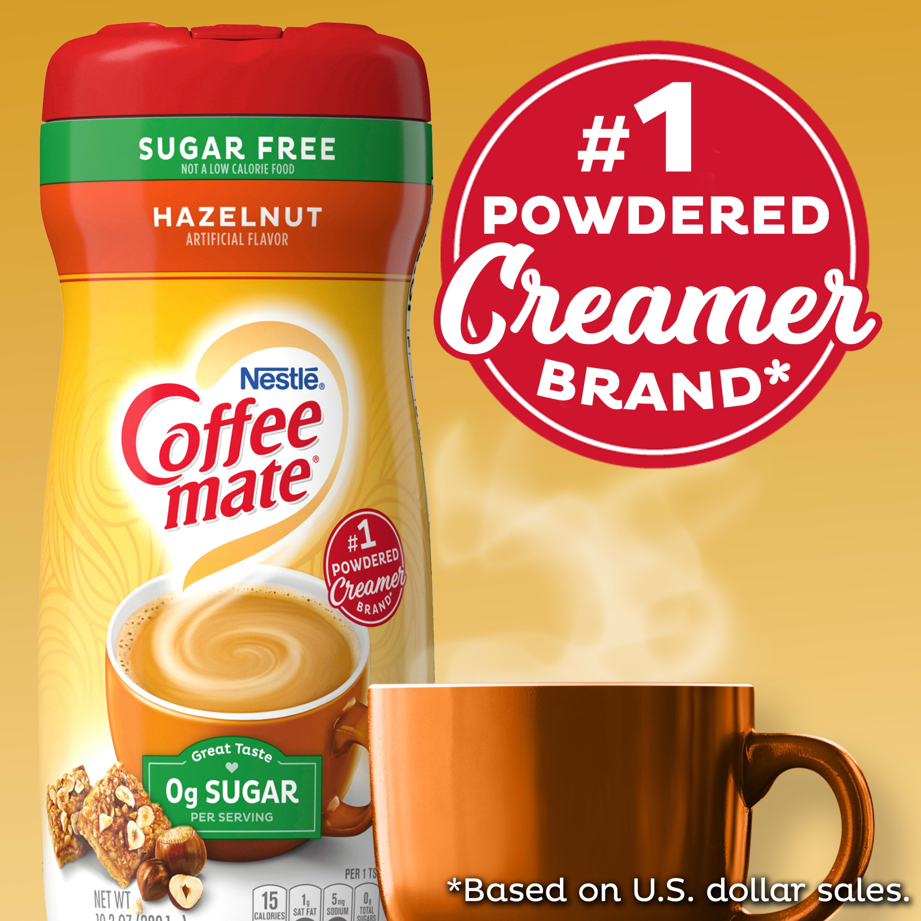 Coffee-mate Sugar-Free Powdered Coffee Creamer - Hazelnut - 10.2 oz. 1  Container