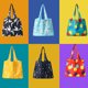 thumbnail image 5 of Cateissary Bolsa de compras Bolsa de hombro plegable portátil Bolsa de almacenamiento de comestibles reutilizable Almacenamiento y organización del hogar Rojo S, 5 of 6