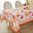 thumbnail image 1 of Fall Watercolor Tablecloth for Rectangle Tables, Pumpkin and Flower Print Water Resistant Table Cloth, Wrinkle Free Easy Care Table Cover for Kitchen Dinning Party Indoor Outdoor Orange 60×120 inch, 1 of 6