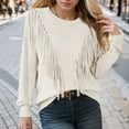 thumbnail image 2 of Sweaters for Women Fall Outfits for Women Women's Casual Crewneck Fringe Tassel Knitted Pullover Sweater Tops, 2 of 5