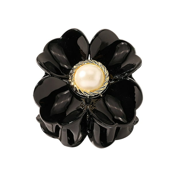 Pinza de plástico para el pelo, pelo acrílico, en forma de flor, carey, cuidado del cabello