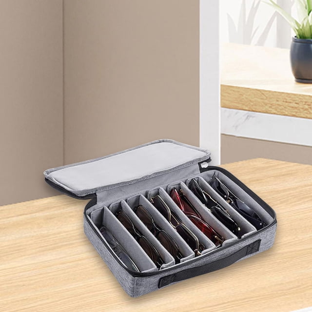 Estuche organizador de gafas de cremallera, elegante y a la moda para mujer y hombre, fácil de llevar, compartimento ajustable, organizador de