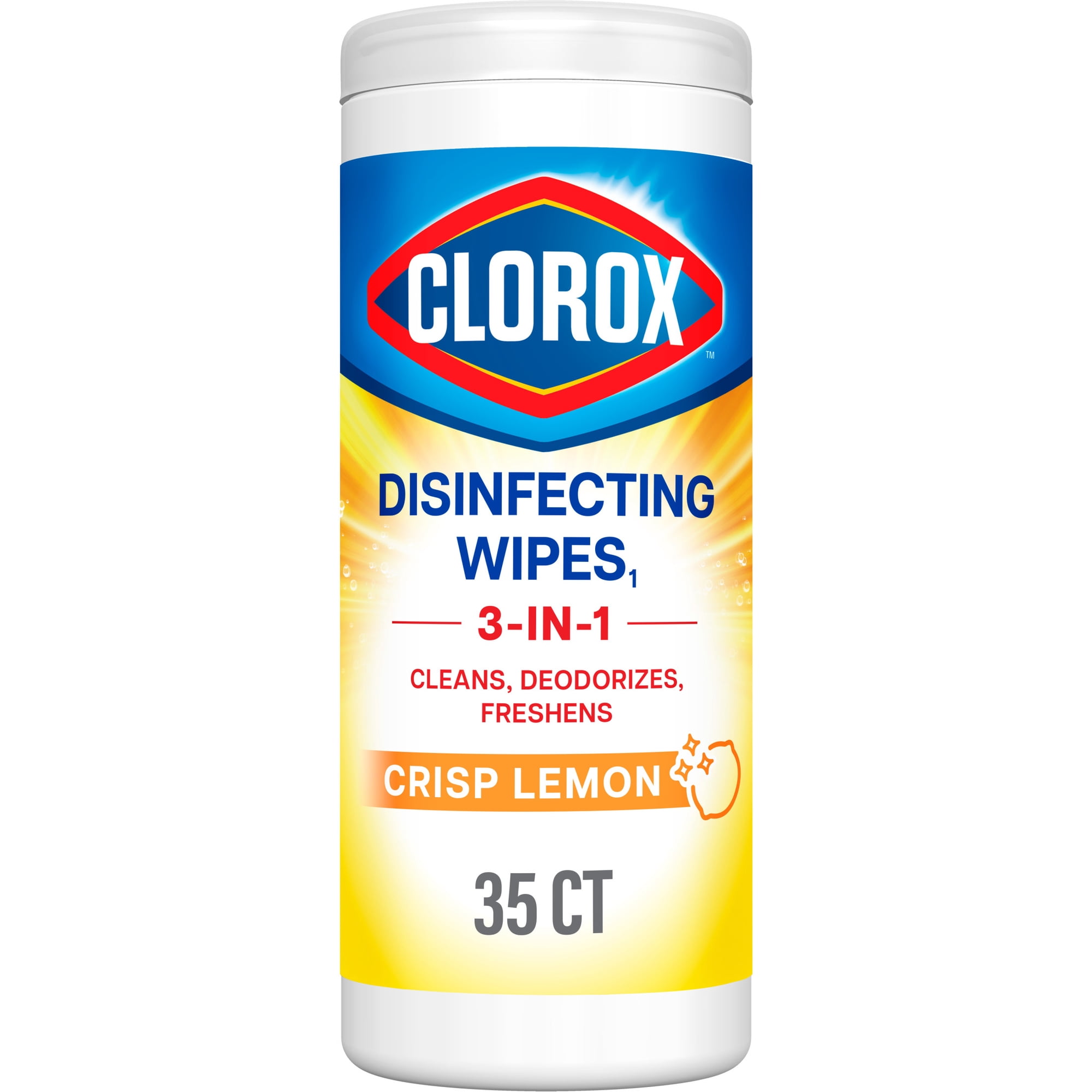 Clorox Disinfecting Cleaning Wipes, Bleach Free, Crisp Lemon, 35 Count