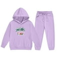 thumbnail image 3 of Eltusu Girls Winter Outfit Sets, Elastic Waist Long Sleeve Sports Warm Hoodies and Sweatpants Sets Purple Size 10-11T, 3 of 4