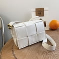 thumbnail image 4 of Bolso bandolera acolchado tejido para mujer, bolso de hombro de piel sintética, bolso de mano de moda, bolso de mano para mujer, blanco, 4 of 6