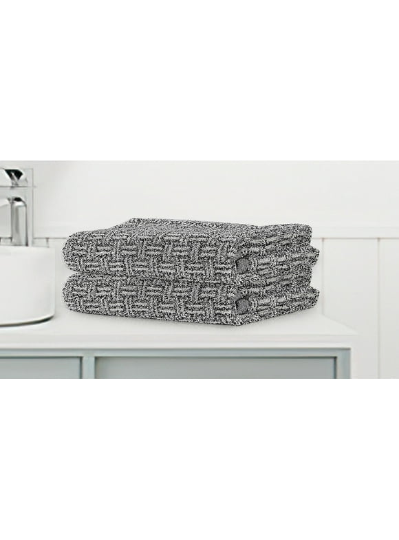 Violet Linen Brickstone Basket Weave Pattern, 100% Terry Plush 600 GSM Cotton Super Soft Highly Absorbent Jacquard Fashion Towel, Premium Hotel & Spa Quality, Grey, 20" X 30", Rectangular, Hand Towels