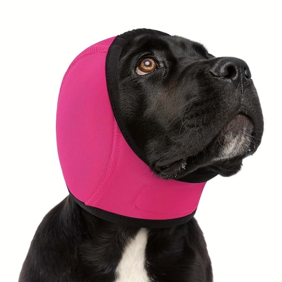 Dog Ear Covers for Noise & Anxiety Relief, Adjustable Comfort Dogs Ear Muffs for Noise Protection, for Thunderstorms, Vet Visits, Hot Pink, Large