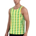 thumbnail image 2 of KLL yellow and green houndstooth Print Men's Muscle Gym Workout Stringer Tank Tops Bodybuilding Fitness T-Shirts Tank Tops Men-4X-Large, 2 of 7