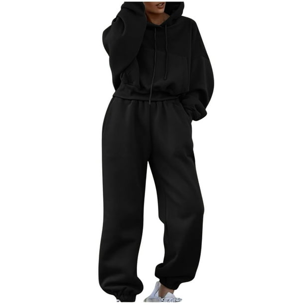 Conjunto de chándal de mujer otoño-invierno 2025: sudadera con capucha de manga larga y pantalones holgados, mezcla de algodón, ropa informal/deportiva, tallas S-XL.