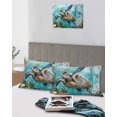 thumbnail image 5 of Coastal Sea Turtle Pillow Covers Standard Size 2 Pack, Nautical Beach Starfish Coral Teal Soft Bed Throw Pillowcases Breathable Cooling Long Lumbar Body Pillow Sham Cover for Bed Sofa 20''x26'', 5 of 7