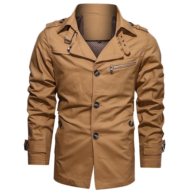Chaqueta cortavientos con cremallera para hombre, informal, de color sólido, para otoño e invierno Pompotops oipoqjl11124