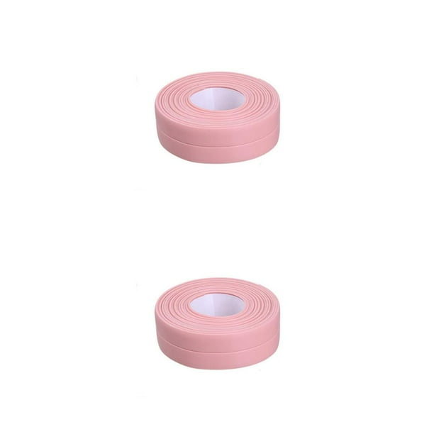 Billuyoard Tiras de sellado, pegatina de pared a prueba de moho, cinta autoadhesiva, esquina de inodoro, estufa de baño, encimera de bañera, restaurante 3.2 m * 2.2 cm rosa 2piezas