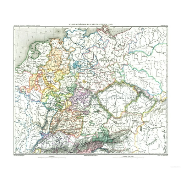 Historic Map - Germany 1789 - Thiers 1866 - Vintage Wall Art