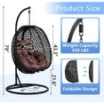 thumbnail image 4 of JUFU Black Egg Swing Chair with Stand, Hanging Rattan Chair with Cushion for Patio, Balcony, Living Room, 4 of 9