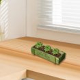 thumbnail image 6 of Kafsov Vintage Wooden Succulent Planter Box with Decorative Flower Pattern, Ideal for Home Office Window Shelves Decor Green, 6 of 7