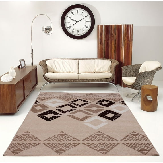 Ladole Rugs Diamond Style Geometric Smooth Innovative Area Rug Carpet in Caramel, 7x10 (6'5" x 9'5", 200cm x 290cm)