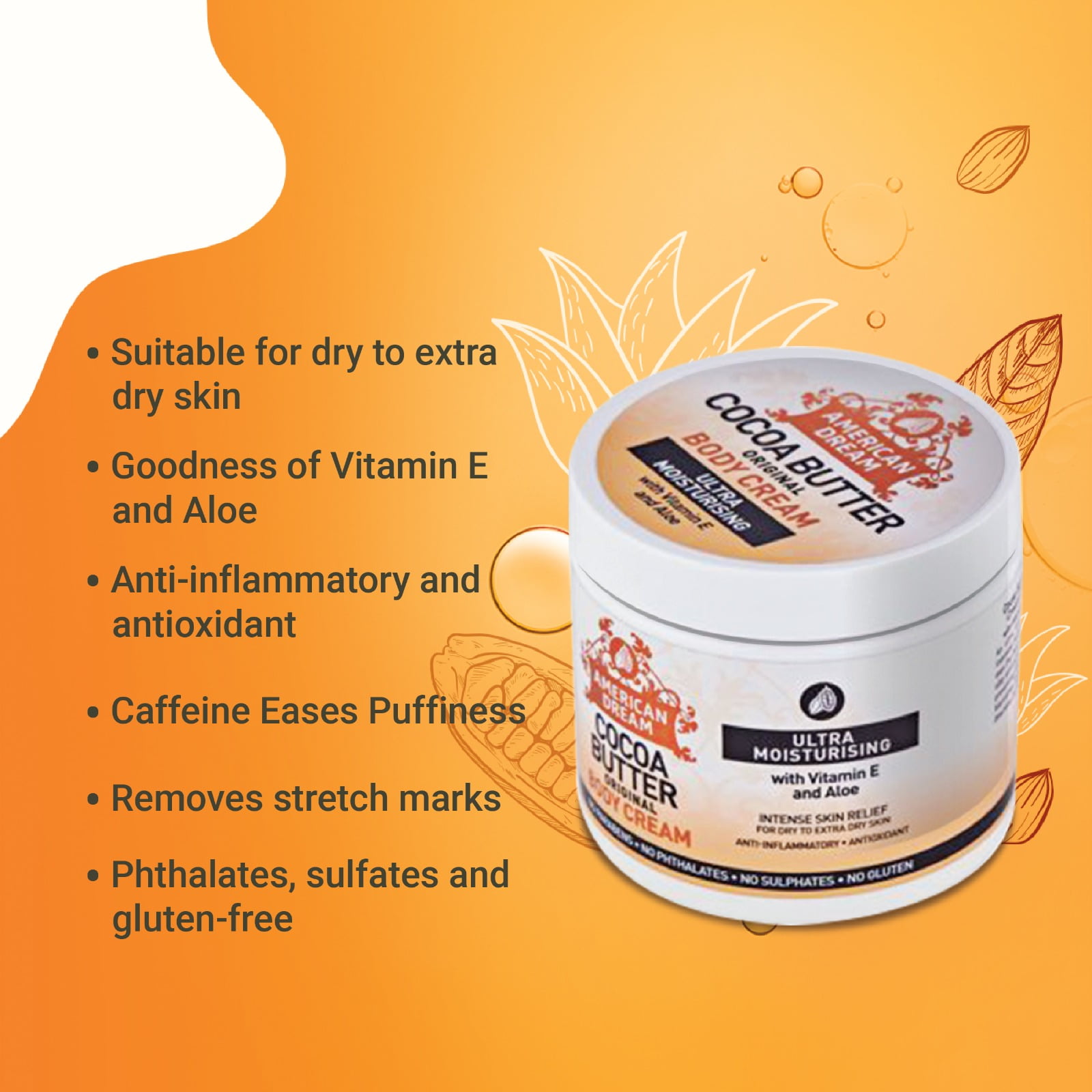 American Dream Cocoa Butter Original Body Cream, All Natural