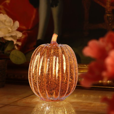 EWSFHUI Glass Pumpkin Light With Lights Inside Battery Operated Led Pumpkin Light Ideal for Halloween Fall Decoration Thanksgiving Decor