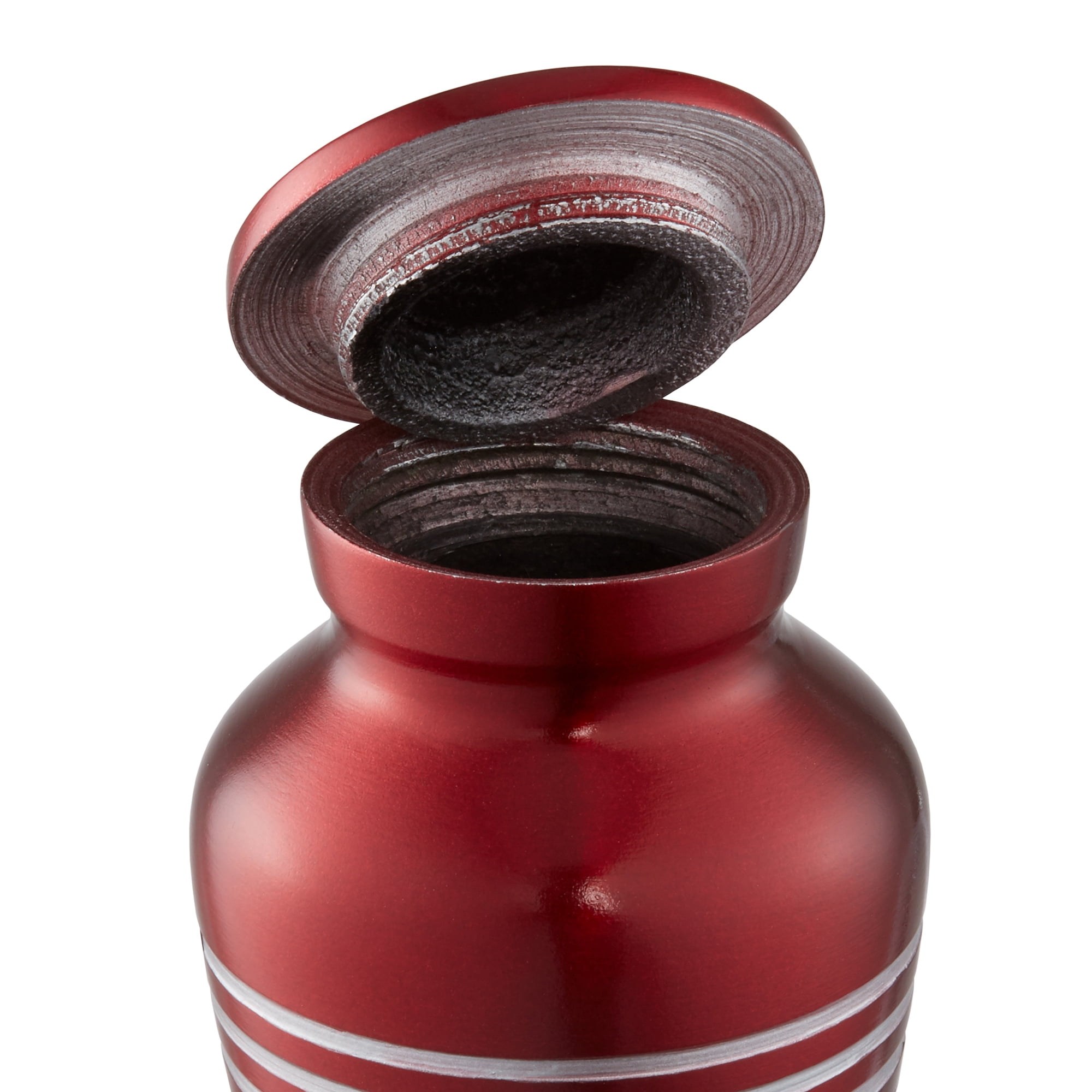 Small Cremation Keepsake Urns for Human Ashes, Set of 4 Red and Silver Stripe Miniature Urns