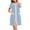 Blue, variant on Black Moo Moos for Women Nightgown Knee Length Full Zip Cute Sleep Dress Striped Short Sleeve Nightgowns with Pockets