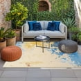 thumbnail image 2 of Blue Yellow Outdoor Rug for Patio/Deck/Porch, Non-Slip Large Area Rug 5 x 8 Ft, Vintage Oil Painting Abstract Modern Indoor Outdoor Rugs Washable Area Rugs, Reversible Camping Rug Carpet Runner, 2 of 8