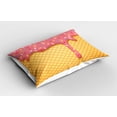 thumbnail image 2 of Ambesonne Ice Cream Pillow Sham 2 Pack, Waffle Pattern, 30"x20", Mustard Coral, 2 of 3