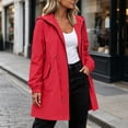 thumbnail image 4 of Moxiu Lightweight Rain Jacket Plus Size Women Long Raincoat Oversized Hooded Windbreaker Drawstring Waist Waterproof Jackets 2026 Red,XXXXL, 4 of 9