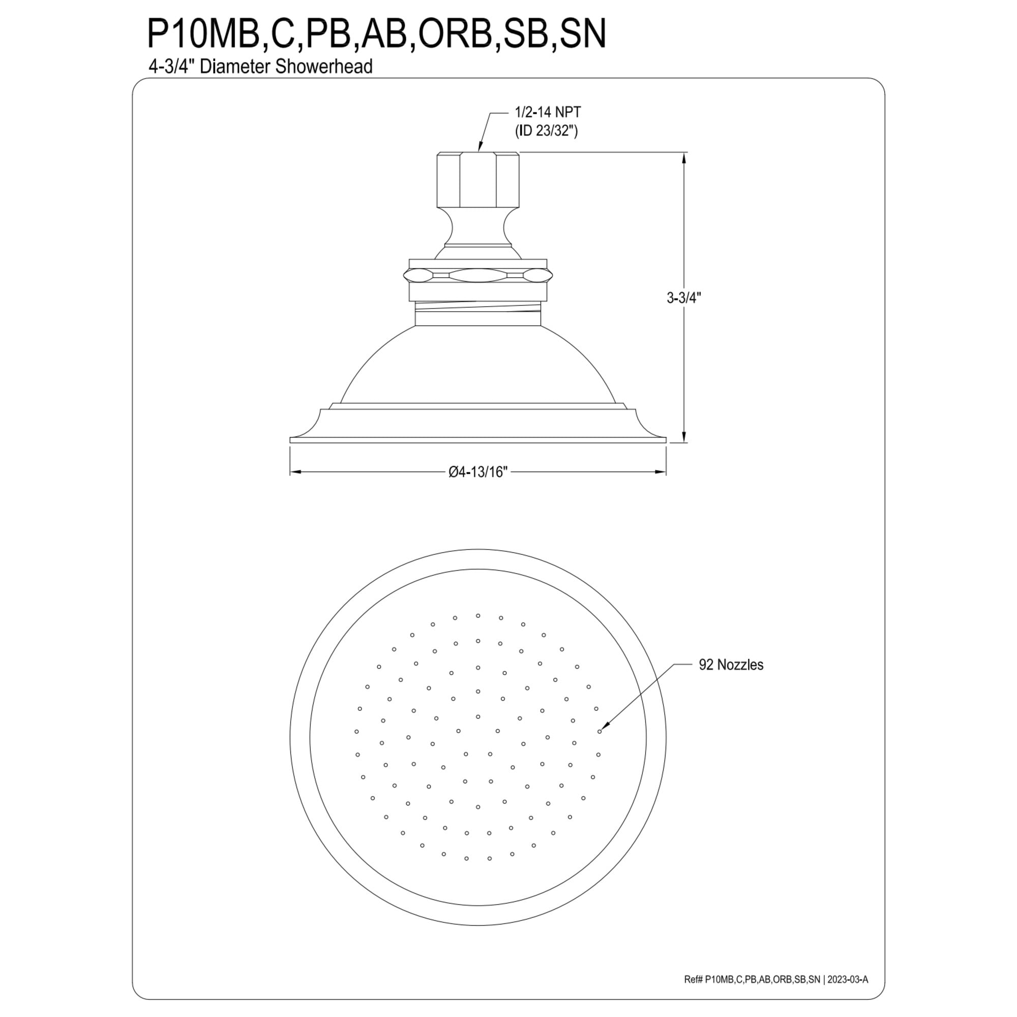 Kingston Brass P10ORB Victorian 4-3/4-Inch Round Raindrop Brass Shower Head in Oil Rubbed Bronze
