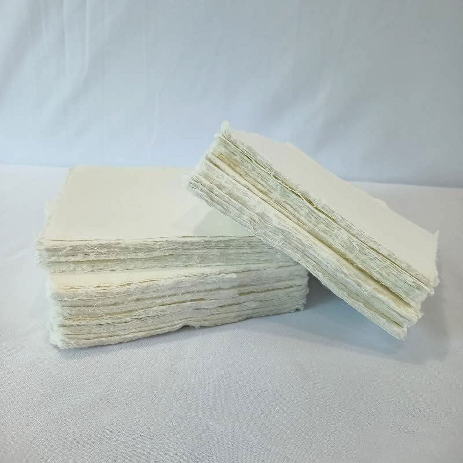 Deckle Papers® Handmade Card Stock -Envelope, Calligraphy, Scrapbooking, Wedding Invitation, Origami, Menu Cards, Drawing, Watercolor, Thank You Notes, Place Cards Size-10x10" Pack of-50-Off-White