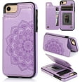 thumbnail image 1 of Funda tipo cartera para iPhone SE 2022/SE 2020/iPhone 8/iPhone 7 con tarjetero, diseño de mandala en relieve, de piel sintética, con función atril, ranuras para tarjetas, fina, para iPhone 7/8/SE, 1 of 8