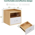 thumbnail image 2 of TINKLE WELL Modern Solid Wood Nightstand, Bedside Table with Drawer & Open Shelf, Natural Maple Finish, Farmhouse Style for Bedroom, 2 of 6