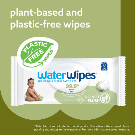 WaterWipes Sensitive+ Baby & Toddler Wipes, 3-In-1 Cleans, Cares, Protects, 99.9% Water, Textured Clean, Unscented & Hypoallergenic, 9 Packs (540 Wipes)