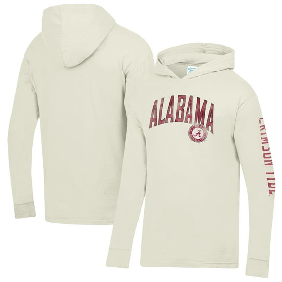 Men's ComfortWash  Cream Alabama Crimson Tide Long Sleeve Hooded T-Shirt