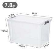 7 Qt Small Storage Bins with Lids Latching Plastic Stackable Clear 6 Packs