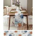 thumbnail image 3 of Fall Table Runner Blue Pumpkin Table Runners for Dining Room Leaves Floral Wood Grain Dinner Runner Thanksgiving Kitchen Decor 13" x 48", 3 of 6