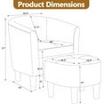 thumbnail image 2 of AENKYO Mid-Century Modern Accent Chair with Ottoman - Barrel Armchair & Footrest Set, Comfy Ergonomic Design for Living Room, Bedroom, Home Office - Grey, 2 of 7