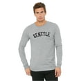 thumbnail image 2 of Daxton Retro Seattle Arch Font Long Sleeves TShirt Soft Med Weight Cotton, Hgray Tee Black Font, 1XL, 2 of 2