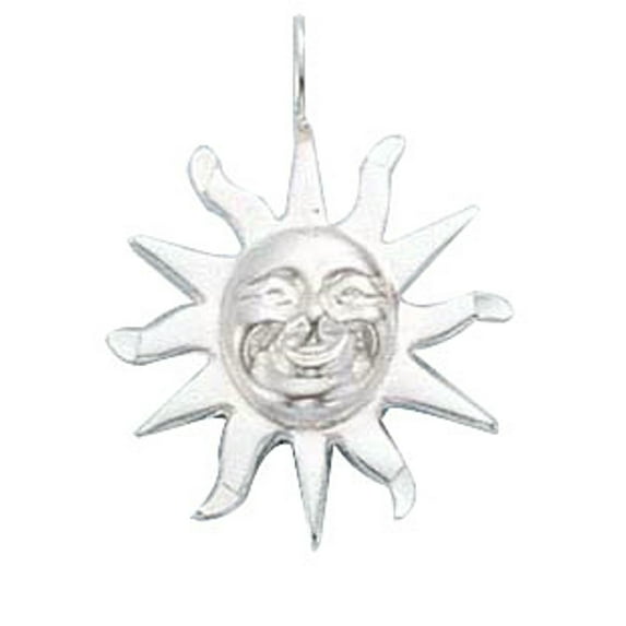Sterling Silver 20" .8mm Box Chain Smiling Sun Rays Of Light Pendant Necklace