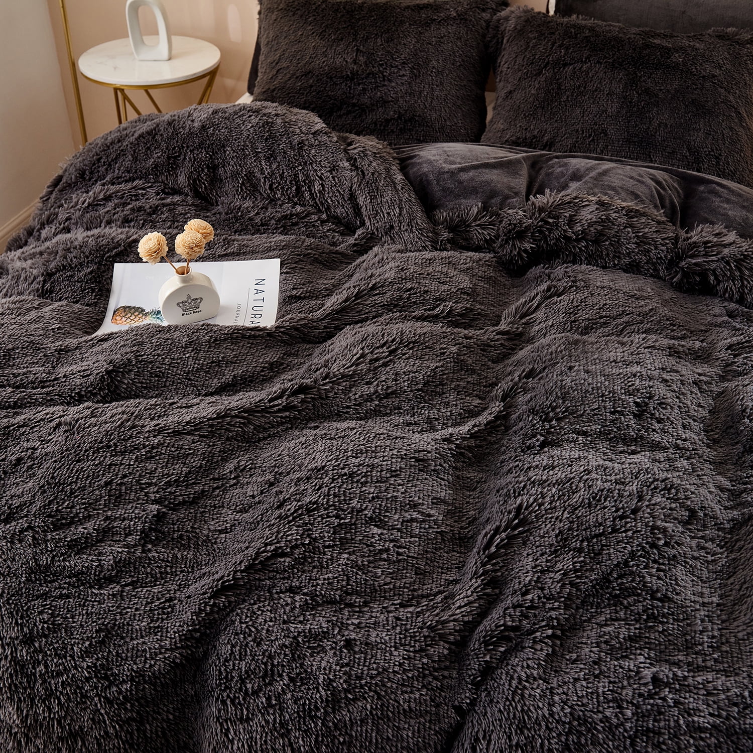 MorroMorn 5 PCS Shaggy Duvet Cover Bedding Set - Fluffy Comforter Cover  Long Faux Fur Luxury Ultra Soft Cozy (Brown, Full/Queen) - Yahoo Shopping