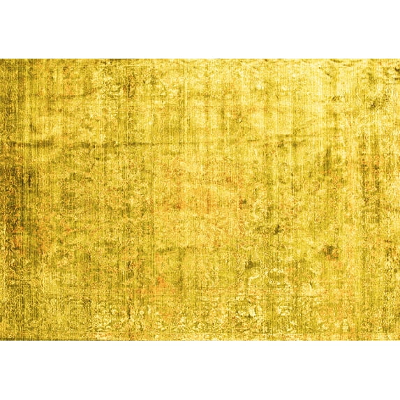 Ahgly Company Machine Washable Indoor Rectangle Abstract Yellow Contemporary Area Rugs, 8' x 12'