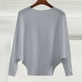 thumbnail image 3 of Comdrip Fall Sweater, Women's Autumn and Winter Fasion off The Shoulder Long Sleeve Sleeve one Word Collar Sweater Knitted Solid Color Pullover Sweaters for Women Grey L, 3 of 6