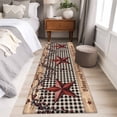 thumbnail image 5 of Country Stars Runner Rugs 2x6 ft Vintage Dark Red Star Black Plaid Brown Wood Grain Washable Hallway Rugs Non-Slip Floor Mats Absorbent Bedside Runners for Bedroom Kitchen Bathroom Laundry Room, 5 of 9