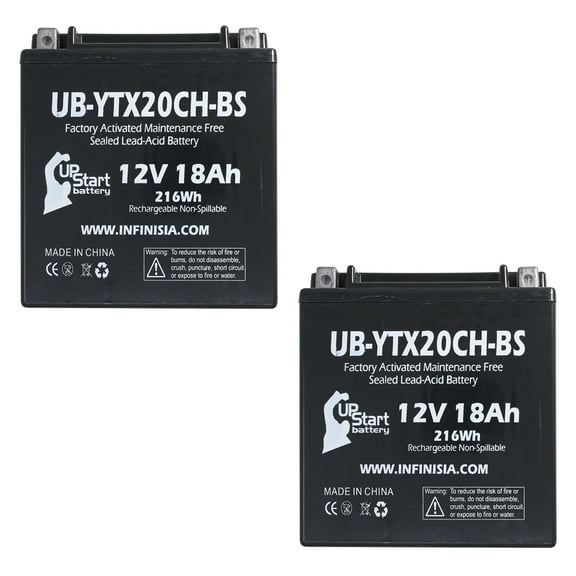 2-Pack UB-YTX20CH-BS Battery Replacement for 2016 Moto Guzzi Norge 1200 CC Motorcycle - Factory Activated, Maintenance Free, Motorcycle Battery - 12V, 18AH, UpStart Battery Brand
