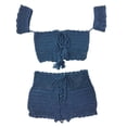 thumbnail image 3 of Short corto de encaje azul tejido a Crochet para mujer Hugo Traje de baño de ganchillo de mujer, 3 of 10