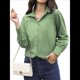 thumbnail image 1 of Blusa Elegante de Larga para Mujer, Estilo Informal, con Cuello Abotonado y Plisada Al Frente. Cian L, 1 of 9
